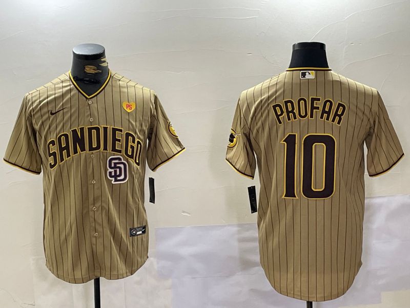 Men San Diego Padres #10 Profar Browm Stripe Game 2024 Nike MLB Jersey style 10085